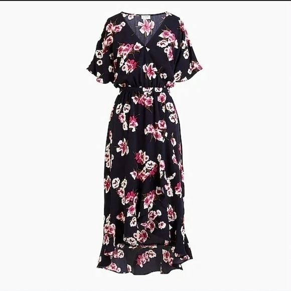 J. CREW Blue Floral Ruffle Wrap Dress - Picture 3 of 16